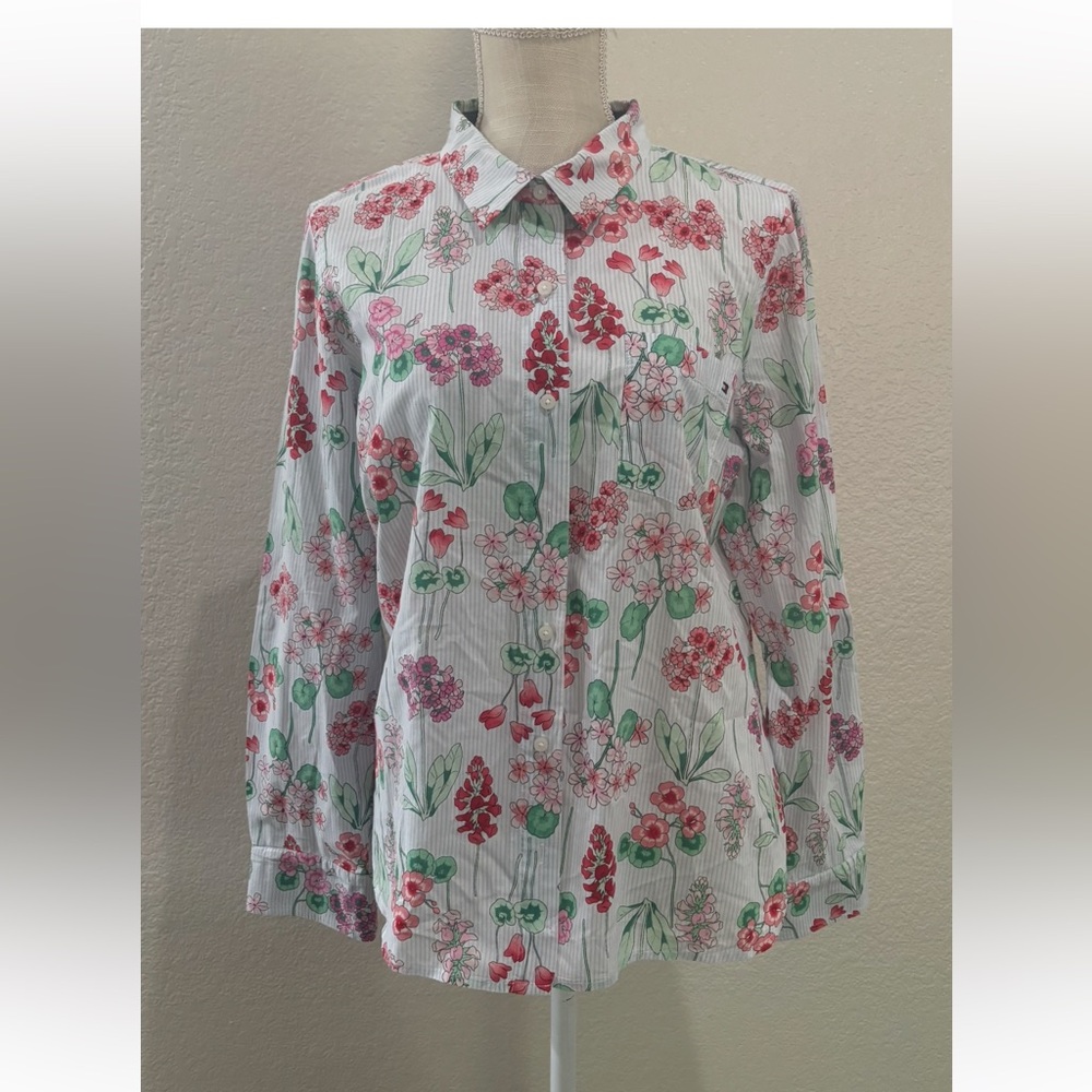 Tommy Hilfiger floral gingham cotton shirt.